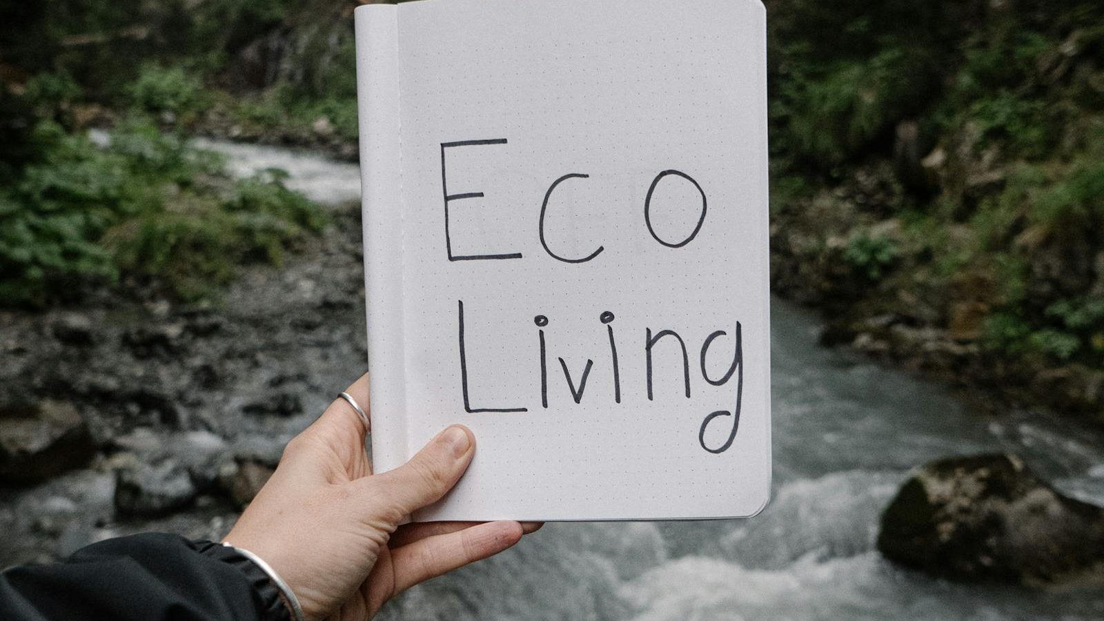 Person enjoying a peaceful sustainable home setting