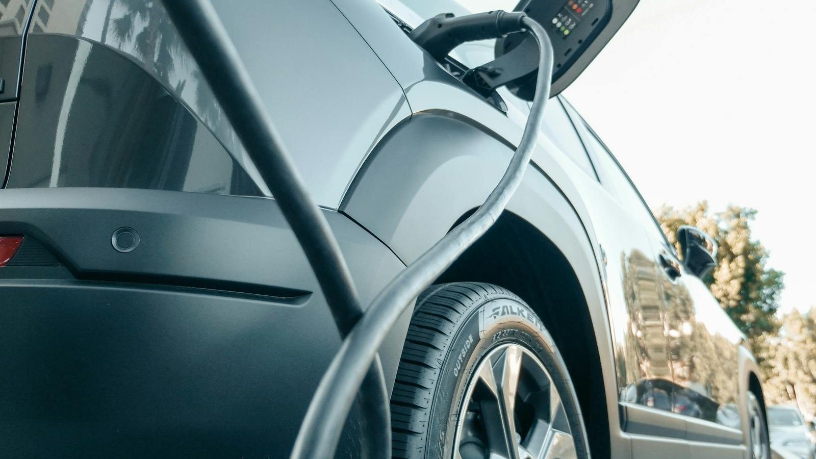 Electric car parked at a charging point