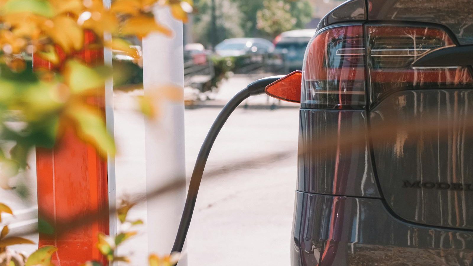 Electric vehicle on a city street
