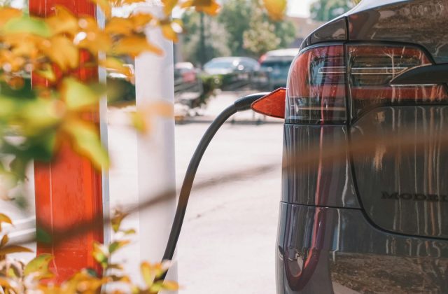 Electric vehicle on a city street