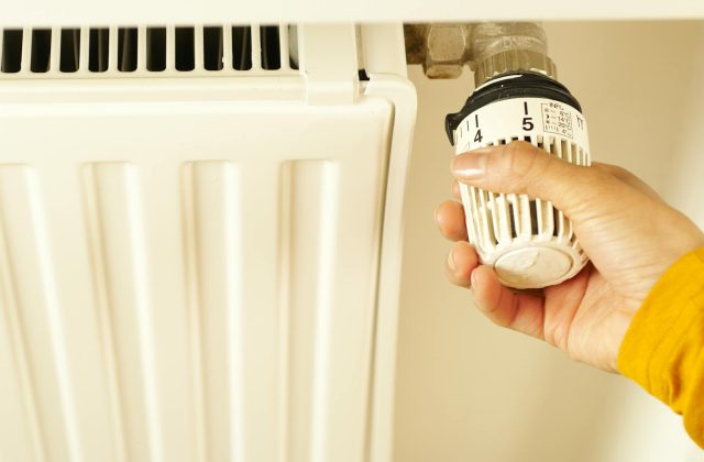 Modern home thermostat on a wall