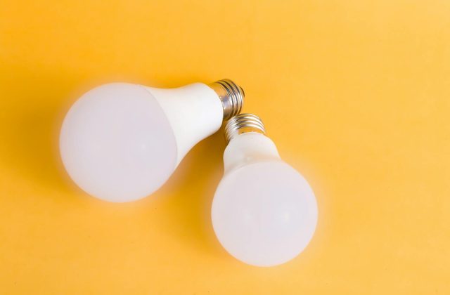 LED light bulbs lined up on a surface