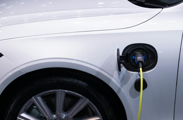 Home EV charging unit on a garage wall