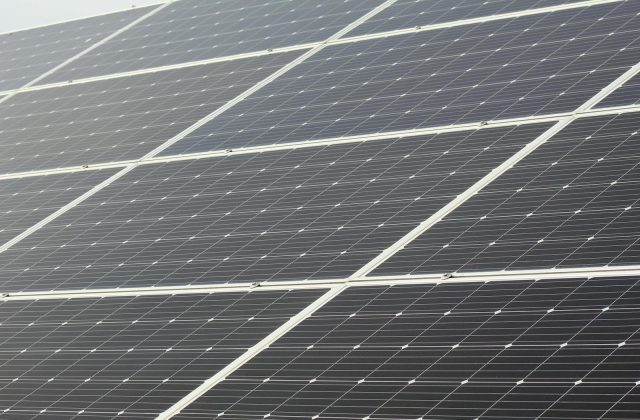 Off-grid cabin with solar panels